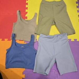 Pro-Fit & H&M DIVIDED Seamless Crop Tops & Biker Shorts Set - 4 PCS, Size S